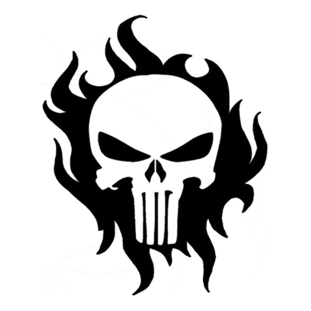 Vinyl Decal for Window - Punisher Skull w/ Flames